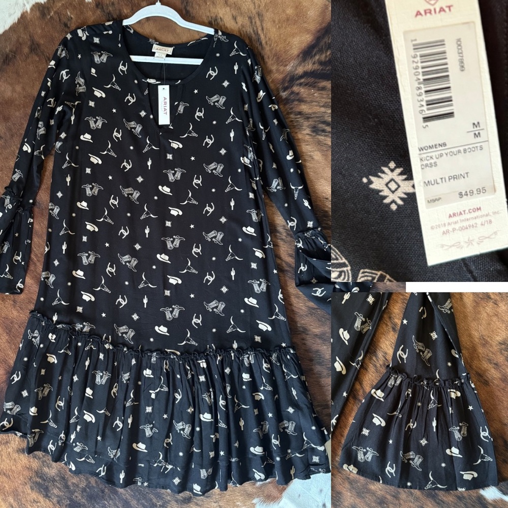 Ariat Black Dress with White Print